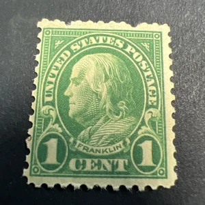 Scott 632 1c Franklin 1927 M/NH Rotary Perf 11x10.5-Discolored Gum-US - Picture 1 of 2