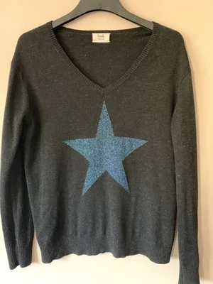 Gorgeous Hush Grey Fleck Blue Glitter Star Jumper Size Small Excellent Cond. - Image 1 of 4