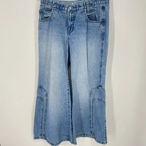 Vintage 90s Y2K Caffeine Wide Leg Rave High Rise Star Studded Junior Size 7 - Bild 1 von 11