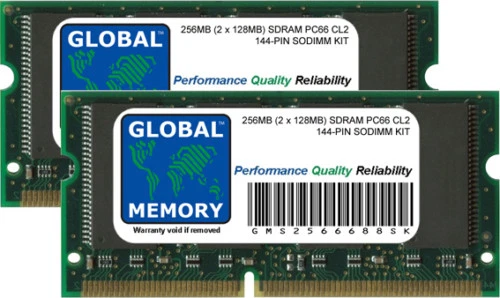 256MB (2 x 128MB) PC66 66MHz 144-PIN SDRAM SODIMM MEMORY RAM KIT FOR LAPTOPS - Image 1 of 1