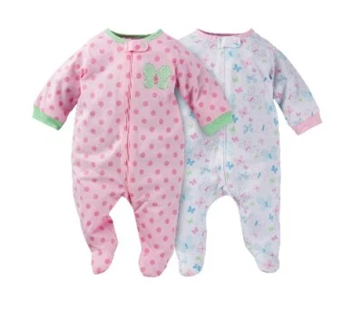 Gerber Bebé Niña 2 Piezas Cremallera Frontal Sleep 'N Plays Rosa Mariposa Talla 0-3M Foto 1 de 3