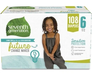Seventh Generation Diapers Size 6 Sensitive Protection Free & Clear 108 Count - Picture 1 of 5