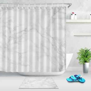 White Marble Waterproof Bathroom Polyester Shower Curtain Liner Water Resistant - Bild 1 von 8