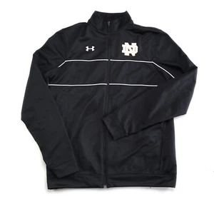Chaqueta de pista Under Armour Notre Dame para mujer calce suelto S/M negra clara con cremallera completa - Imagen 1 de 6