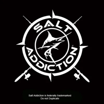 Salt Addiction window decal Marlin fishing reel trolling rod life sticker