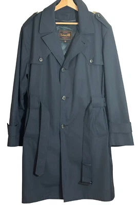 Botany 500 Solid Navy Poly/Cotton Blend 3 Button Belted Trench Coat Size: 40R - Image 1 of 4