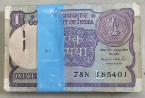 REPUBLIC INDIA 1994 1 RUPEE 100 PC FULL BUNDLE SIGN BY M.S.AHLUWALIA UNC - Picture 1 of 3