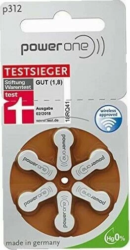 Power-One Wireless Approved p312 Hörgeräte-Batterie - 6 Stück