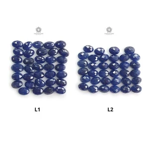100%Natural Blue Sapphire Checker Cut Oval Shape Best Quality Gemstone 34pcs Lot - Picture 1 of 3