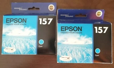 2-Pack OEM Genuine EPSON 157 Cyan T157220 Ink Cartridges for Stylus Pro R-3000 - Image 1 of 4