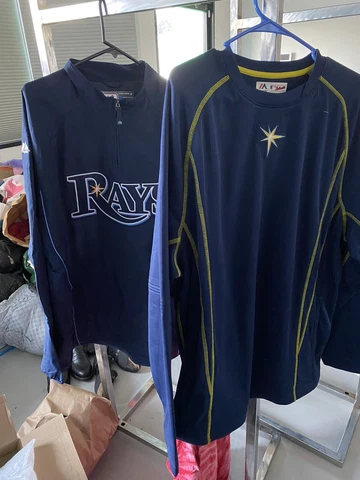 Tampa Bay Rays Majestic Pullover Hoodie Long Sleeve T-Shirt Combo Blue Size L/XL Cover