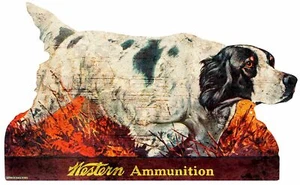 WESTERN AMMUNITION BLACK WHITE DOG 20" WIDE HEAVY DUTY USA MADE METAL ADV SIGN - Picture 1 of 1