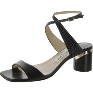 Jimmy Choo Womens Jago Black Ankle Strap Heels Shoes 37.5 Medium(B,M) BHFO 3090 - Picture 1 of 3