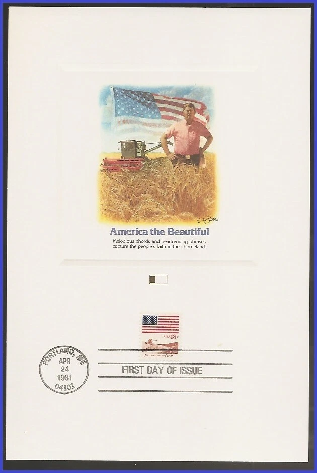USA5 #1890 U/A FLEETWOOD PROOFCARD FDC   Flag and Anthem "Amber waves of Grain" - Image 1 of 1