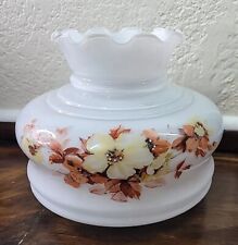 Vintage White Milk Glass Hand Painted Floral Hurricane Shade