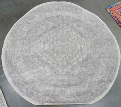 IVORY / SILVER 4' X 4' Stained Rug Reduced Price 1172598436 ADR108B-4R - Image 1 of 4