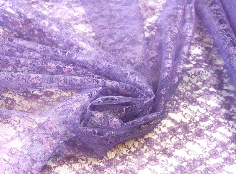 RASCHEL SPITZE Tüllspitze fest Meterware kleine Blüten FLIEDER EUR 5,98/m - Bild 1 von 3
