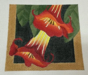 Dede Taglilie Feuerlilie Blume Blumendekor handbemalt Nadelspitze Leinwand 1311A - Bild 1 von 10