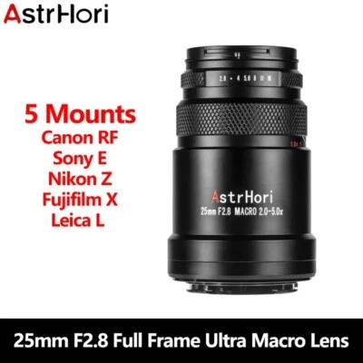 AstrHori 25 mm F2.8 obiettivo manuale full frame ultra macro 2X-5X qualità immagine HD