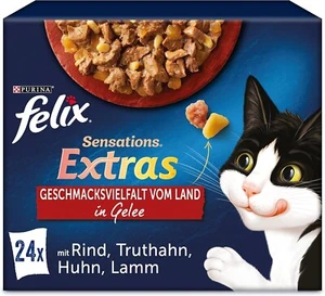 FELIX Sensations Extras Katzen nassfutter in Gelee, Sorten-Mix, 96 x 85g - Bild 1 von 8