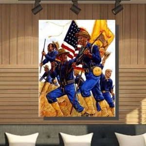 Soldatini bufalo epoca guerra civile 40 x 50 stampa su tela arte occidentale - Foto 1 di 3