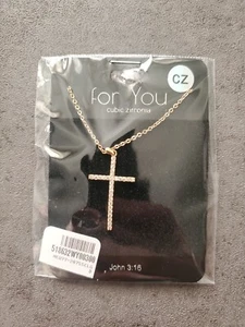 for You - Pave Cubic Zirconia Cross Necklace - Picture 1 of 4