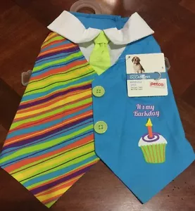 New Petco Pet Colorful Happy Birthday Dog Vest Shirt Tie Accent XSmall For Dogs - Picture 1 of 3