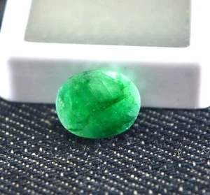 4.30 Ct Certified Natural Untreated Zambian Emerald Oval Cabochon Gemstone E2663 - Picture 1 of 3