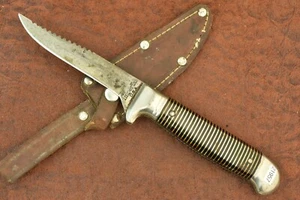 VINTAGE IMPERIAL USA GOLD STRIPE FIXED BLADE HUNTING KNIFE (21957) - Picture 1 of 4