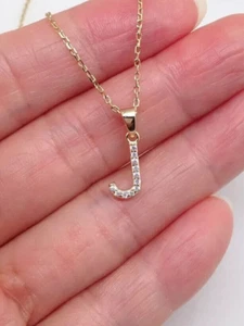 Certified 0.11 Ct Round Cut Lab-Grown Diamond Letter J  Pendant 925 Silver - Picture 1 of 8