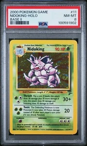 Pokemon Nidoking 11/130 PSA 8 NM-MT Base Set 2 Holo Rare 2000 WOTC - Picture 1 of 5
