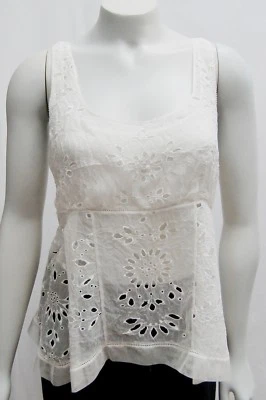 Blusa LOUIS VUITTON NUEVA CON ETIQUETAS BLANCO MARFIL RECORTADA FLORAL SIN MANGAS SM 40 4 Foto 1 de 4