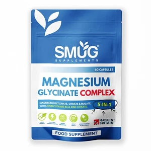 Magnesium Glycinate Complex British Made 60 Capsules 5-in-1 by SMUG Supplements - Picture 1 of 9