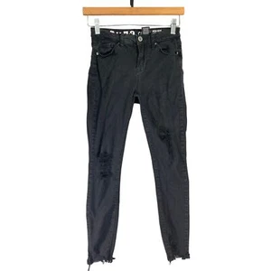 Damen Curvy High Rise Skinny Ankle Jeans Schwarz Distressed Größe 1 Freizeit - Bild 1 von 9