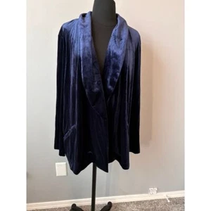 Modcloth Luxurious Blue Velvet Open Front Cardigan Elegant Evening Wear NWT 1X - Picture 1 of 12