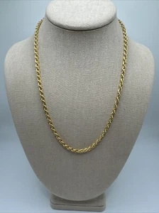 Shiny Gold Tone Twisted Rope Chain 20” - Picture 1 of 5