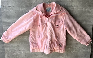 Vintage 1980s Rainbow West Pastel Pink Nylon Quilted Puffer Ski Jacket Size M - Picture 1 of 9