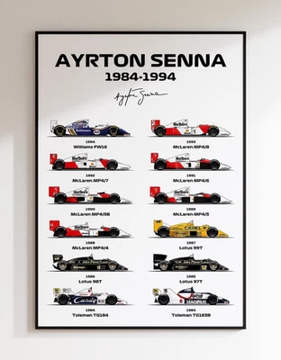 Ayrton Senna F1 Poster - Classic McLaren Racing Wall Art Print for Home Decor - Image 1 of 3