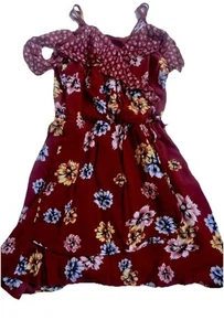 Girl’s Dress Size 6x Art Class Wrap Dress Bohemian Floral Cold Shoulder Summer - Picture 1 of 3