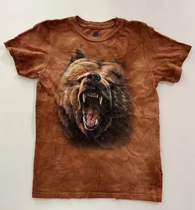 THE MOUNTAIN Official Unisex Kids Grizzly Bear Acid Washed T-Shirt Size Medium - Picture 1 of 3