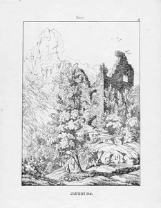 1840 Ruine Jagdburg Stocken Höfen Kanton Bern Schweiz Lithographie Suisse - Bild 1 von 1