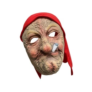 Smoke Grandma Mask Costume Mask Funny Costume Prop Red Headscarf Head Mask for - Picture 1 of 6