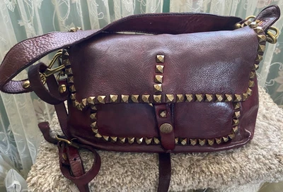 Campomaggi Italian Leather Brown Studded Bag - Image 1 of 4