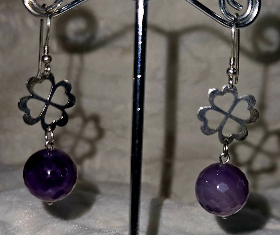 Orecchini in Agata Fucsia Tinta e Argento 925  - Immagine 1 di 1