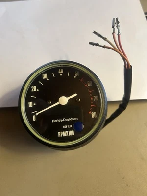New Original Harley Davidson Sportster Ironhead Tach Tachometer w/High Beam - Image 1 of 3