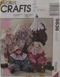 VTG McCalls Crafts 5636 Wood Block DOLLS Bear Bunny Santa Clown 17" Tall Pattern - Picture 1 of 2