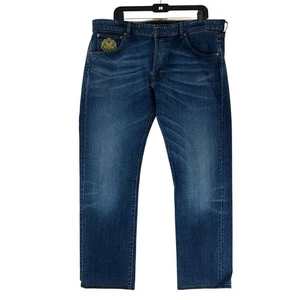 Jeans Etro Para Hombre 38 Calce Ajustado Azul Botón Mosca Bordado Monedero Bolsillo Logo - Imagen 1 de 16