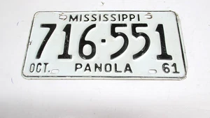 1961 MISSISSIPPI NUMMERNSCHILD AUTOSCHILD PANOLA COUNTY - Bild 1 von 2