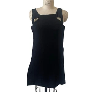 Hussein Chalayan Black Silk Crepe Sheath Dress w/ Cutouts Size 42/ US 10 - Picture 1 of 10