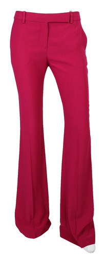 Pantaloni ALEXANDER McQUEEN $745 2018 rosa magenta crepe gamba svasata 40 NUOVI